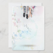 ウッドランドお洒落ワイルドフラワー牧草地スクリプト 招待状 (裏面)