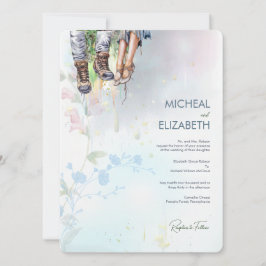 ウッドランドお洒落ワイルドフラワー牧草地スクリプト 招待状