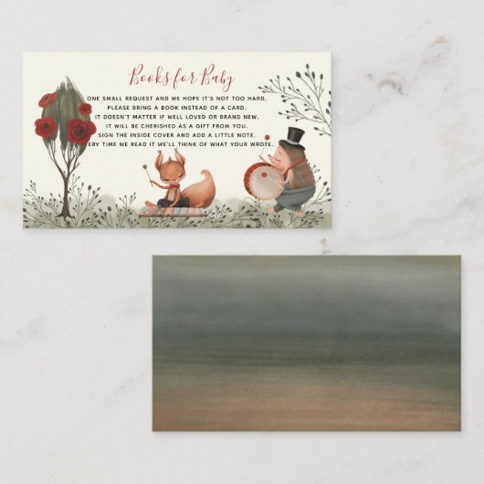 ウッドランドお洒落動物用水彩絵本ベビー エンクロージャーカード (正面/裏面)