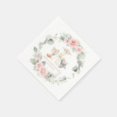 ウッドランドお洒落動物赤ちゃんシャワーピンクフローラ スタンダードカクテルナプキン (角)