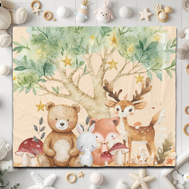 ウッドランドお洒落森林動物の子ども フリースブランケット