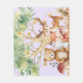 ウッドランドお洒落森林動物の子ども フリースブランケット (正面)