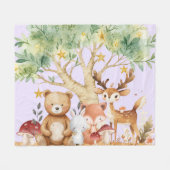 ウッドランドお洒落森林動物の子ども フリースブランケット (正面(横))