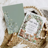 ウッドランドお洒落森林動物の赤ちゃんシャワー 招待状