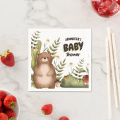 ウッドランドかわいいクマお洒落ナプキンベイビーシャワー スタンダードカクテルナプキン (インサイチュ)