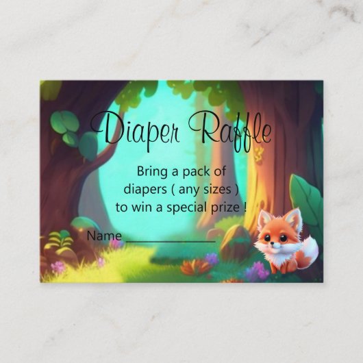 ウッドランドかわいいベビーフォックスベビーシャワー エンクロージャーカード (正面)