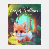 ウッドランドかわいいベビーフォックス、 フリースブランケット (正面)