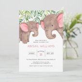 ウッドランドかわいいベビー&マザーエレファントベビーシャワーI 招待状 (スタンド正面)