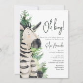 ウッドランドかわいい動物のシマウマ赤ちゃんシャワー 招待状 (正面)