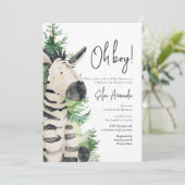 ウッドランドかわいい動物のシマウマ赤ちゃんシャワー 招待状 (スタンド正面)