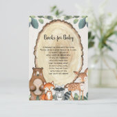 ウッドランドかわいい動物の本リクエスト赤ちゃんシャワー エンクロージャーカード (スタンド正面)