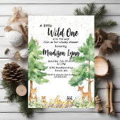 ウッドランドかわいい動物キツネ野生の1つの赤ちゃんシャワー 招待状