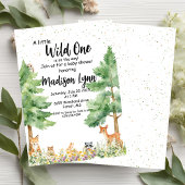ウッドランドかわいい動物キツネ野生の1つの赤ちゃんシャワー 招待状