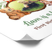 ウッドランドかわいい動物フォトワイルドワンウェルカムサイン ポスター (角)