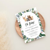 ウッドランドかわいい動物フレーム赤ちゃんシャワー 招待状