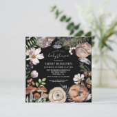 ウッドランドかわいい森林動物ブラックベビーシャワー 招待状 (スタンド正面)