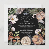 ウッドランドかわいい森林動物ブラックベビーシャワー 招待状 (正面)