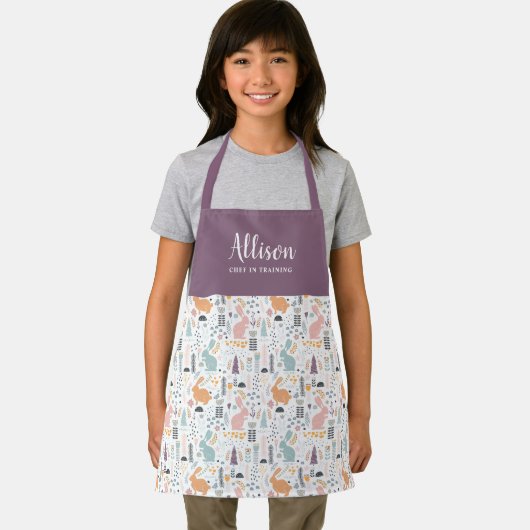 ウッドランドかわいらしフォレストパターンガールズシェフトレーニング エプロン (インサイチュ)