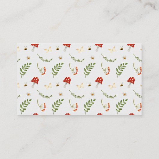 ウッドランドきのこの赤ちゃんシャワーおむつラッフル エンクロージャーカード (裏面)