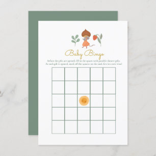 ウッドランドきのこの赤ちゃんシャワーゲームベビービンゴ エンクロージャーカード