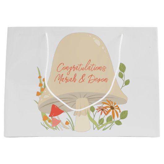 ウッドランドきのこの赤ちゃんシャワー ラージペーパーバッグ (正面)