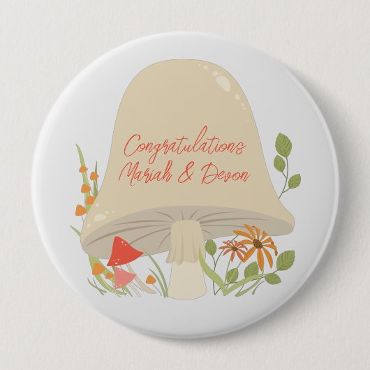 ウッドランドきのこの赤ちゃんシャワー 缶バッジ (正面)