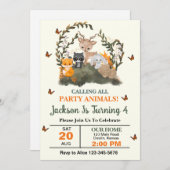 ウッドランドすべてのパーティー動物の誕生日パーティーを呼び出す 招待状 (正面/裏面)