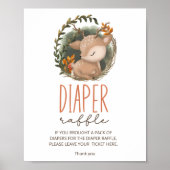 ウッドランドそりで鹿の赤ちゃんシャワーおむつラッフル ポスター (正面)