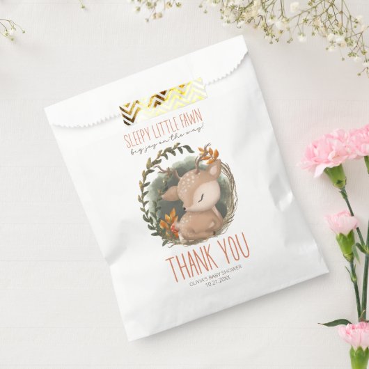 ウッドランドそりベビー鹿の水の色のベビーシャワー フェイバーバッグ (封をした状態)