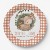 ウッドランドそりベビー鹿の水の色のベビーシャワー ペーパープレート (正面)