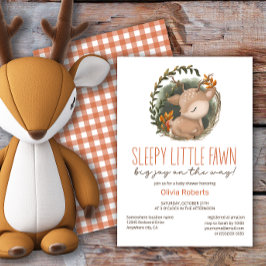 ウッドランドそりベビー鹿の水の色のベビーシャワー 招待状