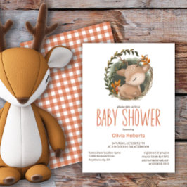 ウッドランドそりベビー鹿の水の色のベビーシャワー 招待状