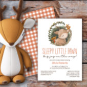 ウッドランドそりベビー鹿の水の色のベビーシャワー 招待状