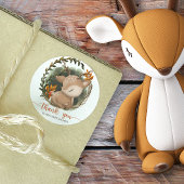 ウッドランドそりベビー鹿の赤ちゃん感謝していシャワーあなた ラウンドシール