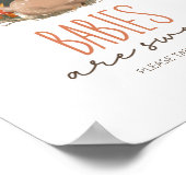 ウッドランドそり鹿の赤ちゃんシャワーベビーは汗をかいている ポスター (角)