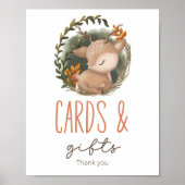 ウッドランドそり鹿ベビーシャワーカード&ギフト ポスター (正面)