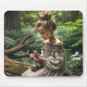 ウッドランドにリスがいる少女 マウスパッド (正面)