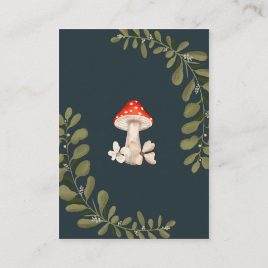 ウッドランドのキノコのフローラ本の赤ちゃんシャワー エンクロージャーカード (裏面)