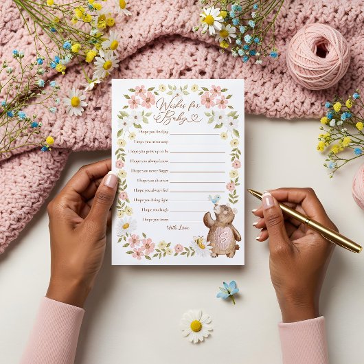 ウッドランドのクマが赤ちゃんシャワーゲームカードを希望 招待状