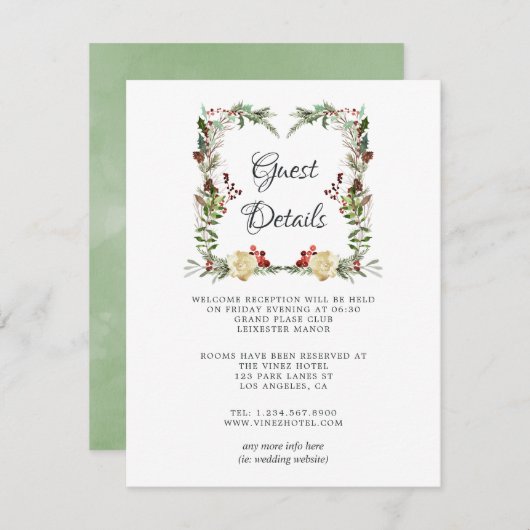 ウッドランドのクリスマスウェディング　ゲスト詳細 エンクロージャーカード (正面/裏面)