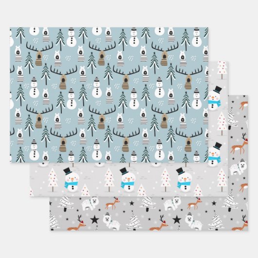ウッドランドのクリスマスエレメンツ包装紙シート ラッピングペーパーシート (セット)