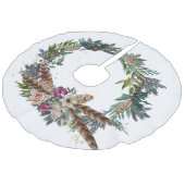 ウッドランドのクリスマスリースと羽 フェイクリネンツリースカート (アングル)