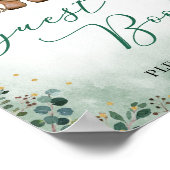 ウッドランドのゲストブックのサイン森林動物の緑 ポスター (角)