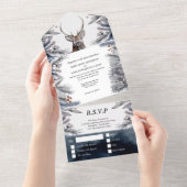 ウッドランドのタグのボホの水彩国が結婚式を挙げました  オールインワン招待状 (貼ってはがせる)