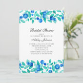 ウッドランドのブルーベリー。ブルー&ミントブライダルシャワー 招待状 (スタンド正面)