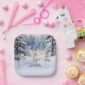 ウッドランドのベビーアニマルズウィンターボーイベビーシャワー ペーパープレート (パーティー)