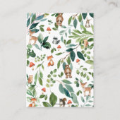 ウッドランドの動物が本を持ってくる赤ん坊のシャワー エンクロージャーカード (裏面)