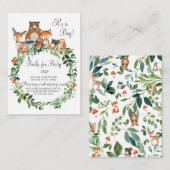 ウッドランドの動物が本を持ってくる赤ん坊のシャワー エンクロージャーカード (正面/裏面)