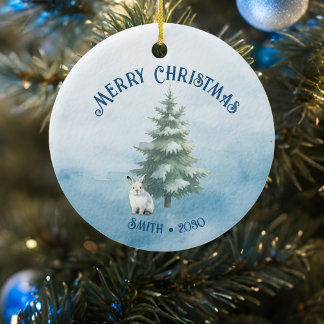 ウッドランドの動物と北極のハレブルークリスマス セラミックオーナメント