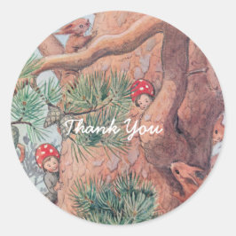 ウッドランドの動物と子供エルサ・ベスコウ ラウンドシール